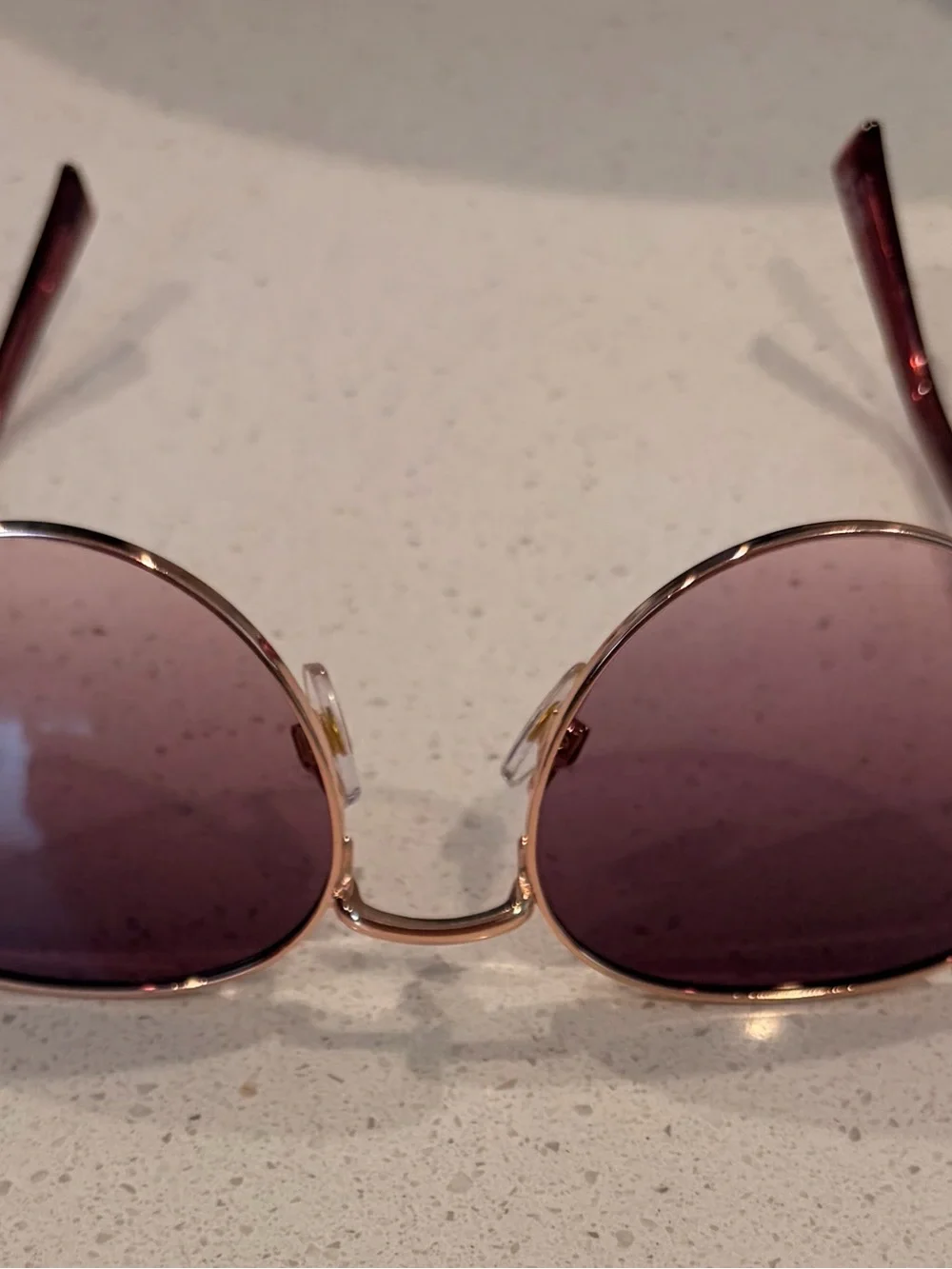 Rose Gold Round Women's Sunglasses - Classic Black Lenses